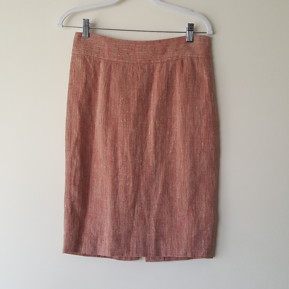 Charles Nolan pink linen pencil skirt sz 2